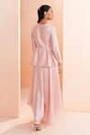 Shop_Aakansha Gupta_Pink Satin Embroidery Round Neck Saena Dhoti Set _at_Aza_Fashions