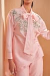 Buy_Aakansha Gupta_Pink Chanderi Embroidery Collared Designer Co-ord Set 