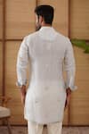 Shop_Arjan Dugal_Blue Organza, Silk, Cotton Satin, Lycra Embroidery Gramophone Dori Kurta Set _at_Aza_Fashions