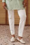 Arjan Dugal_Green Organza, Silk, Modal, Cotton Satin Gramophone Dori Nehru Jacket Set _Online_at_Aza_Fashions