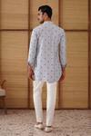 Shop_Arjan Dugal_Blue Cotton, Kairos Diamond Foe Kurta Set _at_Aza_Fashions