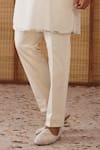 Arjan Dugal_Off White Chanderi , , Lycra, Designer Kairos Kurta Set _Online_at_Aza_Fashions