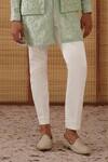 Arjan Dugal_Green Organza, Cotton Satin, Lycra Beads, Beaded Sage Nehru Jacket Set _Online_at_Aza_Fashions