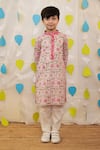 Buy_Tiny Colour_Pink Cotton Block Printed Kurta Set _at_Aza_Fashions