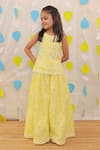 Shop_Tiny Colour_Yellow Cotton Lace Block Printed Kurta And Sharara Set _Online_at_Aza_Fashions