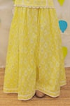 Buy_Tiny Colour_Yellow Cotton Lace Block Printed Kurta And Sharara Set 