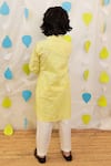 Shop_Tiny Colour_Yellow Cotton Lace Block Printed Kurta Set _at_Aza_Fashions