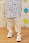 Tiny Colour_Blue Cotton Lace Block Printed Kurta Set _Online_at_Aza_Fashions