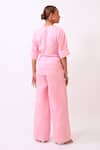 Shop_Baani Khurana_Pink Cotton, Linen Embroidery Round Neck Floral Print Top And Pant Set _at_Aza_Fashions