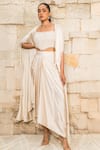 Buy_J By Jannat_Off White Satin, Shantoon Beads Open Neck, Embroidered Cape And Draped Skirt Set _Online_at_Aza_Fashions