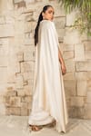 Shop_J By Jannat_Off White Satin, Shantoon Beads Open Neck, Embroidered Cape And Draped Skirt Set _at_Aza_Fashions