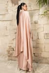 Shop_J By Jannat_Pink Satin, Shantoon Beads Open Neck, Square Dust Rose Embroidered Cape Set _at_Aza_Fashions