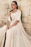 Buy_J By Jannat_Ivory Georgette, Silk Embroidery Open , Square Cape Set _Online_at_Aza_Fashions