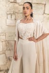 Buy_J By Jannat_Ivory Georgette, Silk Embroidery Open , Square Cape Set 