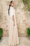 Shop_J By Jannat_Ivory Georgette, Silk Embroidery Open , Square Cape Set _at_Aza_Fashions