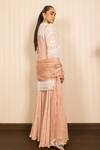 Shop_J By Jannat_Pink Georgette, Organza, Shantoon Embroidery Round Neck Dust Rose Hand Set _at_Aza_Fashions