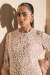 J By Jannat_Pink Georgette, Organza, Shantoon Embroidery Round Neck Dust Rose Hand Set _Online