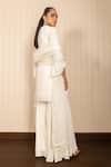 Shop_J By Jannat_Ivory Georgette, Organza Embroidery Round Neck Hand Kurta Sharara Set _at_Aza_Fashions