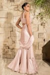 J By Jannat_Blush Satin, Chiffon, Organza Embroidery Pink Blouse And Pre-draped Saree Set _at_Aza_Fashions