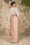 Shop_J By Jannat_Pink Satin, Chiffon, Organza, Shantoon Dust Rose Pre-stitched Saree Set _at_Aza_Fashions