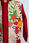 Buy_Lil Angels_Multi Color Silk Floral Nehru Jacket And Red Kurta Set _Online_at_Aza_Fashions
