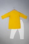 Shop_Lil Angels_Yellow Silk Embroidery Mustard Knot Kurta Set _at_Aza_Fashions