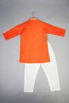 Shop_Lil Angels_Orange Silk Embroidery Knot Kurta Set _at_Aza_Fashions
