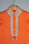 Lil Angels_Orange Silk Embroidery Knot Kurta Set _Online_at_Aza_Fashions
