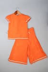 Shop_Lil Angels_Orange Silk Embroidery Knot Palazzo Set _at_Aza_Fashions