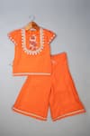 Buy_Lil Angels_Orange Silk Embroidery Knot Palazzo Set _at_Aza_Fashions