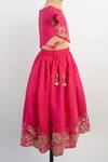 Lil Angels_Pink Silk Tassels, Embroidery Thread Lehenga And Blouse Set _Online_at_Aza_Fashions