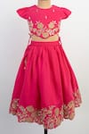 Buy_Lil Angels_Pink Silk Tassels, Embroidery Thread Lehenga And Blouse Set _at_Aza_Fashions