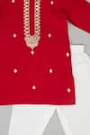 Lil Angels_Red Silk Embroidery Knot Kurta Set _Online_at_Aza_Fashions