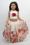 Lil Angels_Off White Silk, Organza Embroidery Floral Print Lehenga Set _Online_at_Aza_Fashions