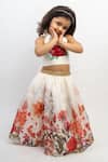 Shop_Lil Angels_Off White Silk, Organza Embroidery Floral Print Lehenga Set _Online_at_Aza_Fashions