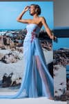 Buy_Nautanky_Blue Cotton, Linen, Net Sequins Off-shoulder Ice Designer Dress 