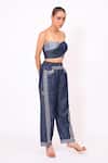 Buy_Baani Khurana_Navy Denim Crew Neck Blue Crop Top And Pant Set _at_Aza_Fashions