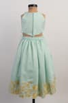 Shop_Lil Angels_Blue Silk Tassels, Embroidery Thread Lehenga And Blouse Set _at_Aza_Fashions