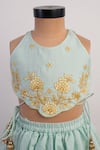 Lil Angels_Blue Silk Tassels, Embroidery Thread Lehenga And Blouse Set _Online_at_Aza_Fashions