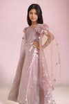 Buy_Samyukta Singhania_Pink Satin Fabric Flowers Designer Gown _Online_at_Aza_Fashions