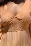 Buy_Label Aishwaryrika_Peach Georgette Embroidery V-neck Chikankari Corset Dress _Online_at_Aza_Fashions