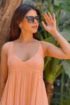 Buy_Label Aishwaryrika_Peach Georgette Embroidery V-neck Ombre Chikankari Maxi Dress _Online_at_Aza_Fashions