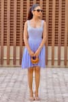 Buy_Label Aishwaryrika_Lavender Georgette Embroidery Square Neck Chikankari Corset Dress _at_Aza_Fashions