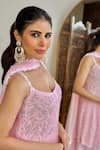 Buy_Label Aishwaryrika_Pink Georgette Embroidery Round Neck Chikankari Gharara Short Kurta Set _Online_at_Aza_Fashions