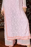 Label Aishwaryrika_Pink Georgette Embroidery V-neck Chikankari Lace Kurta Set _Online_at_Aza_Fashions