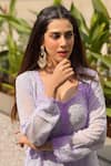 Label Aishwaryrika_Purple Georgette Embroidery Square Neck Velvet Twilight Chikankari Kurta Set _Online_at_Aza_Fashions
