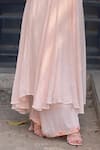 Label Aishwaryrika_Peach Georgette Embroidery V-neck Muted Chikankari Anarkali Set _Online_at_Aza_Fashions