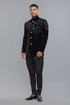Shop_Rohit Bal_Black Velvet Embroidery Bandhgala _at_Aza_Fashions