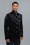 Buy_Rohit Bal_Black Velvet Embroidery Bandhgala _at_Aza_Fashions