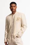 Buy_Rohit Bal_Ivory Silk Embroidery Matka Jacket _at_Aza_Fashions